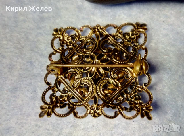 СТАРИННА РАЗКОШНА ПОЗЛАТЕНА МЕДНА БРОШКА ФИНА РЪЧНА МАЙСТОРСКА АЖУРНА ИЗРАБОТКА 20442, снимка 7 - Антикварни и старинни предмети - 51255531