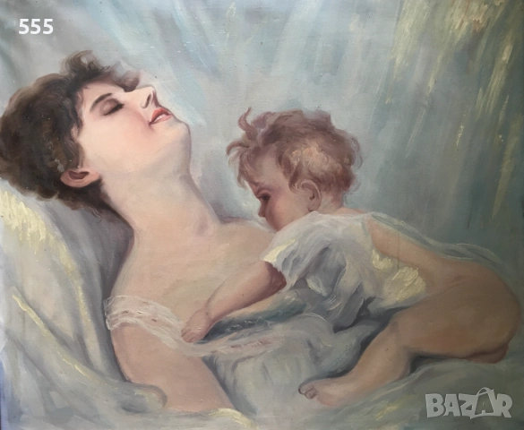 Голяма стара картина масло на платно, снимка 2 - Картини - 52016738