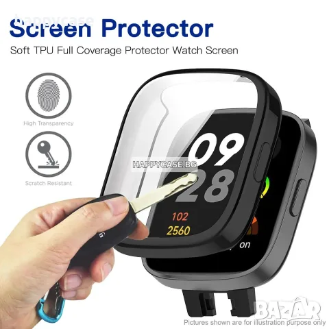 Xiaomi Redmi Watch 4 / 360° Мек TPU силиконов кейс с протектор, снимка 2 - Смарт часовници - 44148797