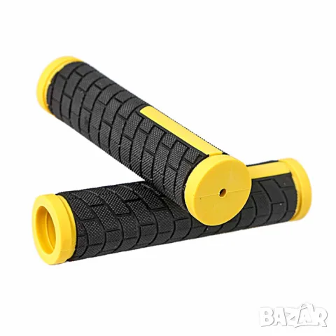 Черно жълти велосипедни дръжки 132 mm с отвор 21 mm
