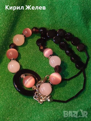 КРАСИВО ЕЛЕГАНТНО СКЪПОЦЕННО АРТ КОЛИЕ с ЮВЕЛИРНО ПОЛИРАНИ КАМЪНИ КОТЕШКО ОКО 38831