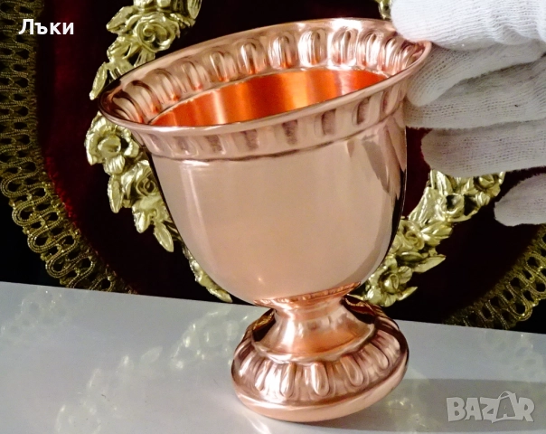 Меден бокал,медна чаша за вино,чиста червена мед 300 мл. , снимка 2 - Антикварни и старинни предмети - 52587158