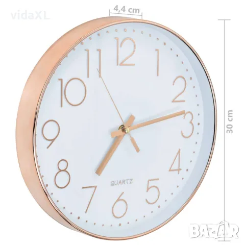 vidaXL Стенен часовник, 30 см, розово-златисто, снимка 6 - Стенни часовници - 56147616