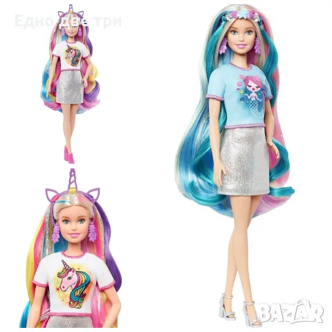 Кукла Barbie фризьорски салон, приказна коса, на къмпинг и Голям гардероб , снимка 4 - Кукли - 56084666