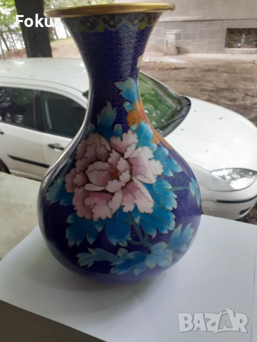 Голяма стара ваза Клоазоне - бронз, снимка 7 - Антикварни и старинни предмети - 53279189