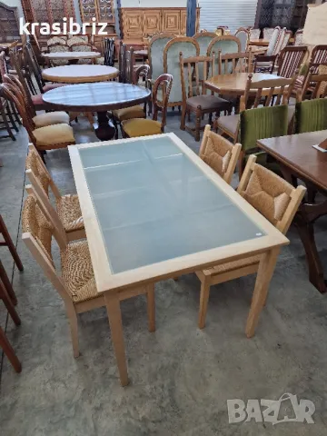 К-т Масивна Трапезна Маса с 4бр.Ратанови Столове -внос от Германия!, снимка 2 - Маси - 48965216