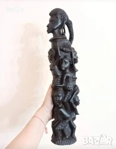 Африканска  фигурална скулптура-Дървото на живота,10  фигури черно африканско дърво абанос , снимка 3 - Антикварни и старинни предмети - 47365178