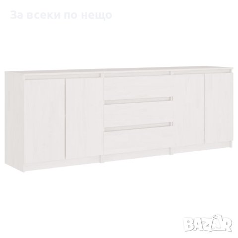 Странично шкафче, бяло, 180x36x65 см, бор масив, снимка 1 - Шкафове - 42361694