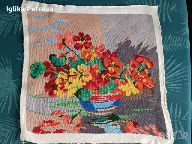 Гоблен -Ваза с цветя, снимка 4 - Гоблени - 52713905