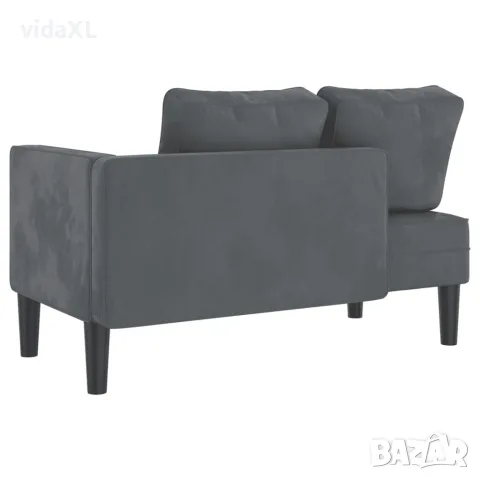 vidaXL Кушетка с възглавници, тъмносива, кадифе, снимка 5 - Градински мебели, декорация  - 56147445
