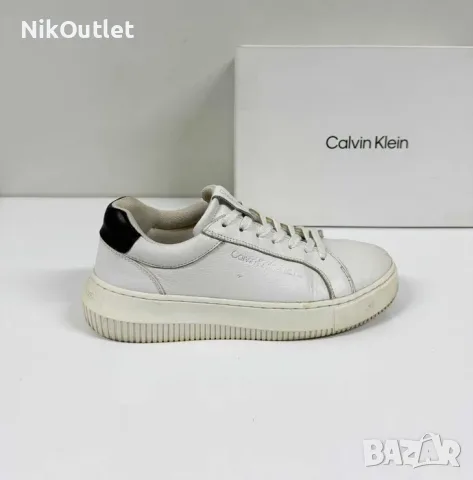 Кожени кецове CALVIN KLEIN JEANS Chunky Cupsole 3 White (Запазени) - Размер 38 (24 см стелка)