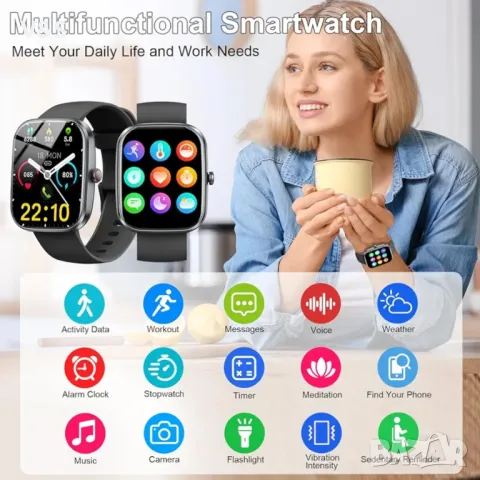 Смарт часовник, 1,91" интелигентен часовник за мъже, жени (отговаряне/осъществяване на повикване), , снимка 9 - Смарт гривни - 47887531