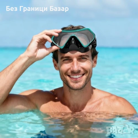 Нова Маска за шнорхел с покрит нос HD стъкло 180° регулируема лента, снимка 8 - Водни спортове - 53566891