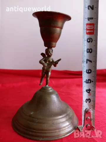 Стар Бронзов Свещник , Ангел , ХЕРУВИМ, снимка 5 - Антикварни и старинни предмети - 47901165