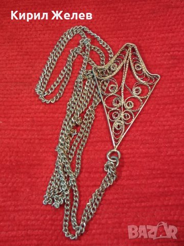 СРЕБЪРЕН ФИЛИГРАН МЕДАЛЬОН и СИНДЖИРЧЕ СТАРО ГРАДСКО БИЖУ СРЕБРО РЪЧНА РАБОТА 15323, снимка 2 - Антикварни и старинни предмети - 30343459