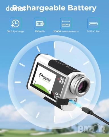 Голф далекомер CIGMAN 1312 ярда, компенсация на наклона, 25 мм окуляр, сензорен екран, снимка 6 - Голф - 51492490