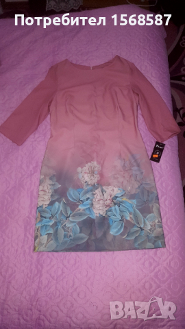 Нова рокля в розово и синьо размер 46, снимка 3 - Рокли - 36479323