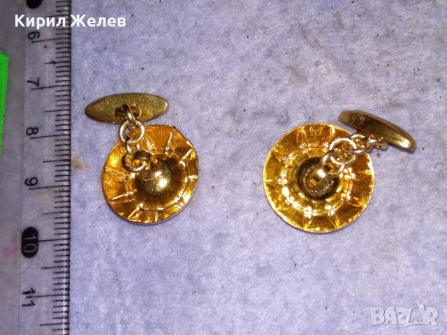 СТАРИННИ ПОЗЛАТЕНИ МЕДНИ ПЕРЛЕНИ БУТОНЕЛИ РЕТРО КОПЧЕТА за РЪКАВЕЛИ 38472, снимка 2 - Антикварни и старинни предмети - 41483763