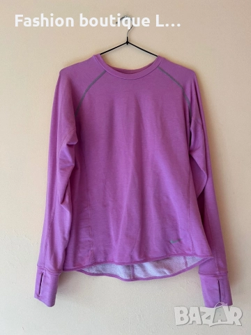 Nike оригинална розова термо блуза с дупки за пръстите на ръцете и джоб с цип на гърба S / М размер 