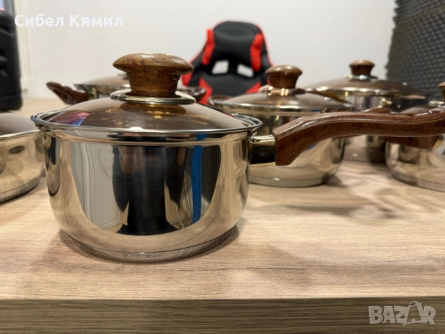 Комплект съдове за готвене от 12 части – Неръждаема стомана, равномерно нагряване и лесна поддръжка, снимка 7 - Други - 53355622