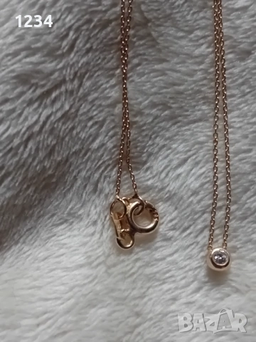 Златно колие с диамант 0,07к., снимка 2 - Колиета, медальони, синджири - 53455955