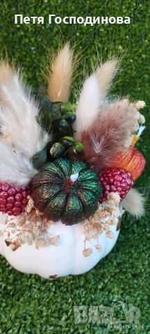 Керамична тиква -букет от соев восък , снимка 10 - Декорация за дома - 52682220