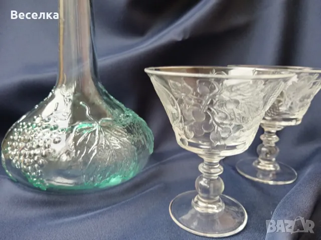 Стъклен комплект за двама - релефно стъкло с горски плодове , снимка 7 - Чаши - 50052342