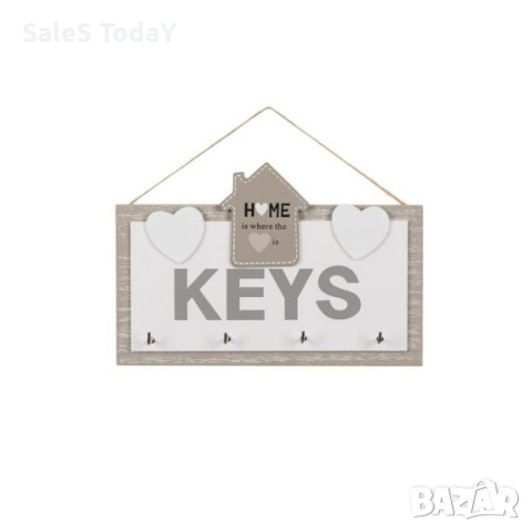 Стойка за ключове, Дървена поставка за ключове, 21x6x26 cm, снимка 1 - Декорация за дома - 33939906