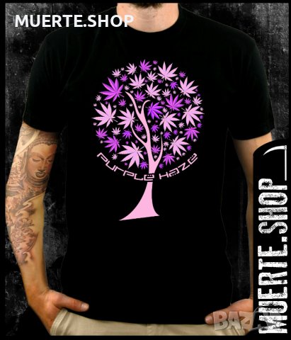 Черна тениска с щампа PURPLE HAZE