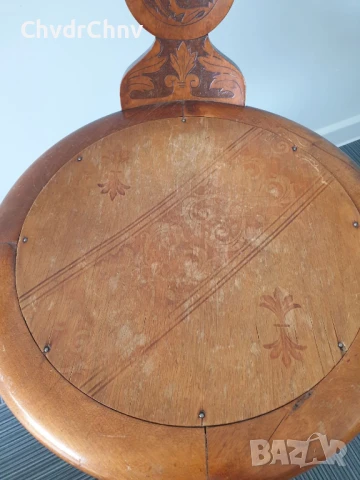 Стар дървен стол на винт/регулируем/с подлакътници/дърворезба/83см, снимка 5 - Антикварни и старинни предмети - 51312138