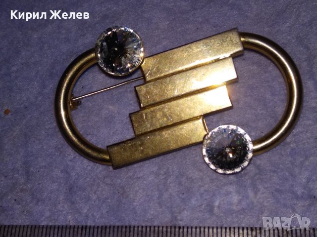 ПОЗЛАТЕНА АРТ ДЕКО БРОШКА НЕРЪЖДАЕМА СТОМАНА с ФАСЕТИРАНИ ИСКРЯЩИ БОХЕМСКИ КРИСТАЛИ 38629, снимка 16 - Други - 41682365
