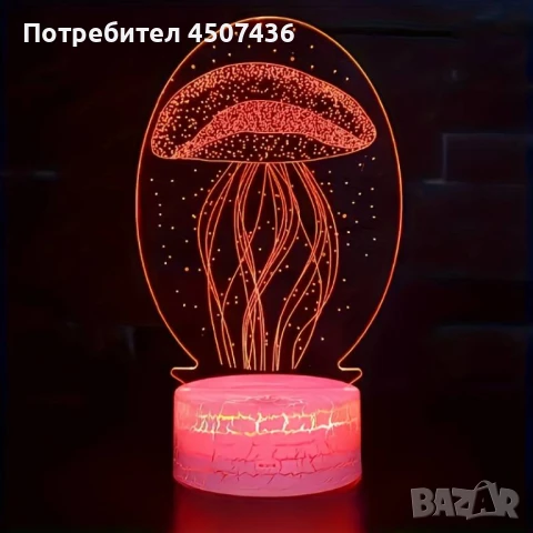 Холограмна 3D LED лампа Медуза-дистанционно управление 16 цвята+други режими на управление, снимка 2 - Настолни лампи - 49575751
