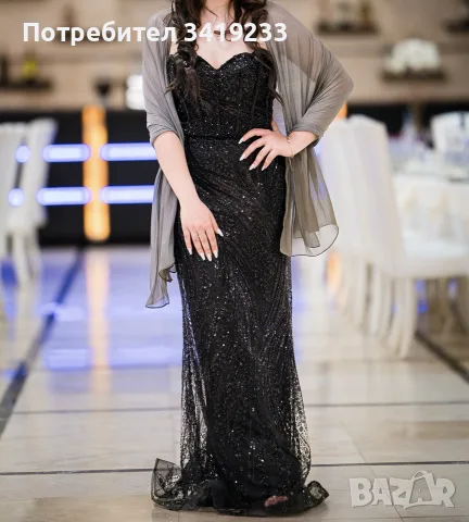 Официална черна рокля с подарък обувки 40 номер, снимка 2 - Рокли - 55814901