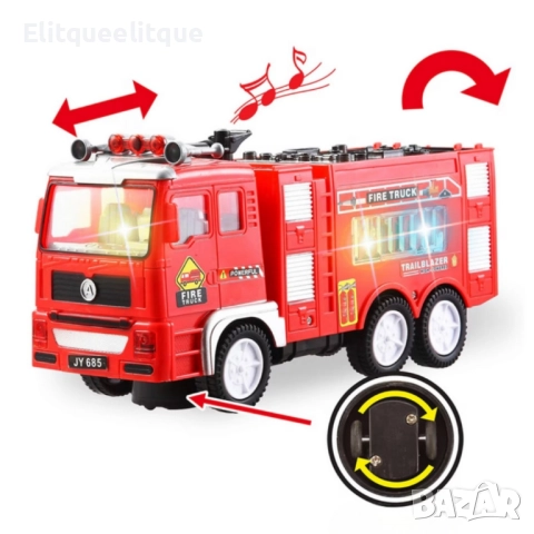 Пожарна кола със светлини и звуци Fire Truck, снимка 6 - Коли, камиони, мотори, писти - 52228537