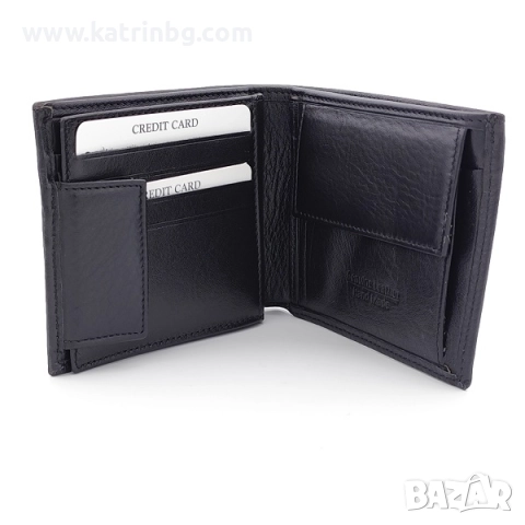 Подаръчен комплект за мъж – чанта с цял капак и портфейл от естествена кожа в черно, снимка 5 - Подаръци за мъже - 52414673