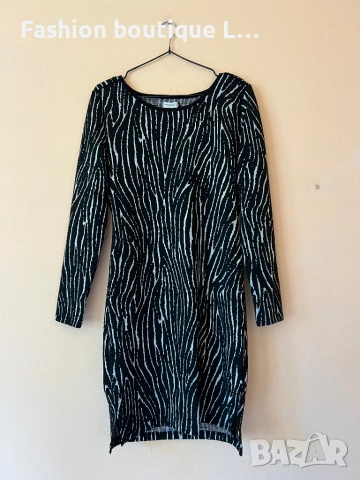 Esprit Рокля с еластична материя в черен и бял цвят десена е зебров принт М размер 🖤🤍🖤🤍🖤🤍🖤