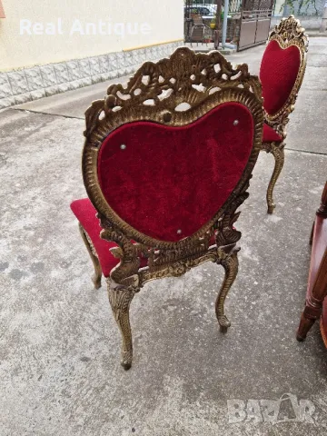 Чифт превъзходни антикварни метални барокови столове , снимка 5 - Антикварни и старинни предмети - 47409940