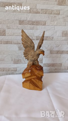 Стара дървена фигура - Орел - дърворезба, снимка 1 - Антикварни и старинни предмети - 37849319