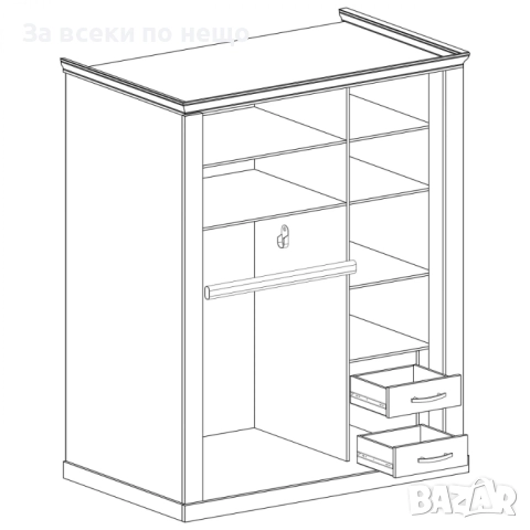 ANTICA A-146 гардероб 2-крил с огледало ЗЛАТЕН КРАФТ Код P1655, снимка 2 - Гардероби - 52932879