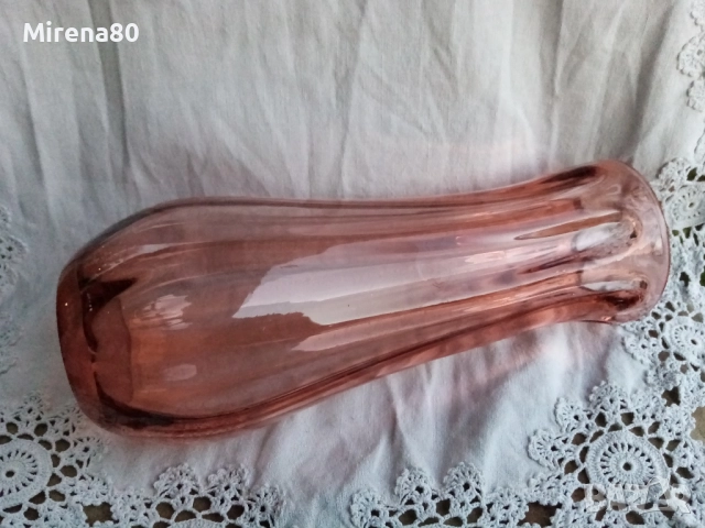 Арт ваза розово стъкло, снимка 4 - Вази - 52507388