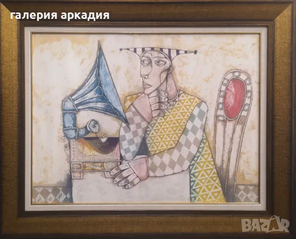 Кръстьо Тодоров-Кеца /1959-2022/-картина "Арлекин", 69х85 см.