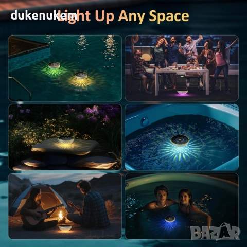 Соларнa плаващa RGB LED лампa за басейн с автоматично включване, водоустойчивa, снимка 6 - Лед осветление - 53016949