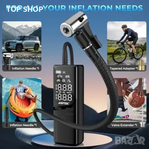 Нов Преносим компресор 150PSI 5000mAh – Бързо надуване за гуми и топки, снимка 4 - Друга електроника - 49263866