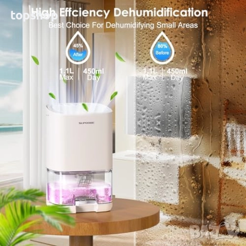 Влагоуловител, влагоабсорбатор SUPOOBE 1100 мл, режим на заспиване със 7 цвята LED осветление за бан, снимка 3 - Абсорбатори - 52445118