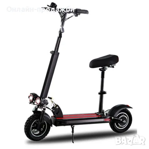 Супер бързият електрически сгъваем скутер в черно с червено, снимка 1