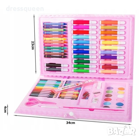4731 Пълен комплект за рисуване 86 части – Акварели и цветни моливи в куфарче за момичета, снимка 14 - Рисуване и оцветяване - 53779352