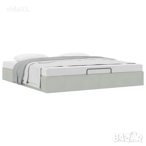 vidaXL Османска рамка за легло без матрак, светлосива 180x200см кадифе, снимка 5 - Спални и легла - 56147053