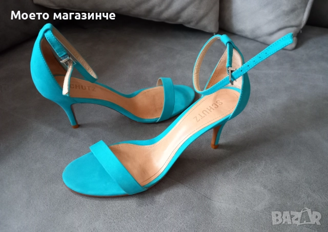 Уникални тюркоазени сандали Schutz от естествен набук - №38