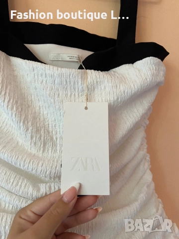 Zara нова елегантна бяла рокля с черни презрамки и страничен цип М размер нова с етикет 🖤🤍, снимка 5 - Рокли - 52235745
