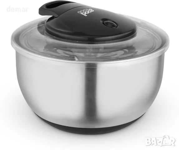 GF847071 Good Food спинър за салата, с подвижна кошница и неплъзгаща се основа, 5 литра, сребристо